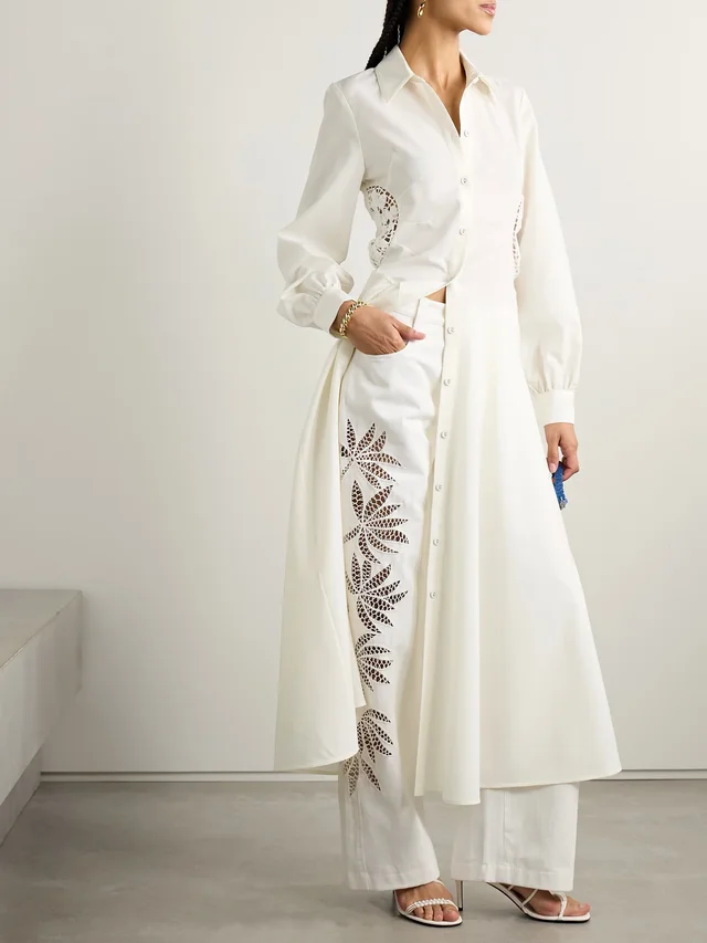 DIOTIMA Lewis crocheted cotton-trimmed wool maxi shirt dress in White, photo 2 of 2 from NET-A-PORTER (Canada)