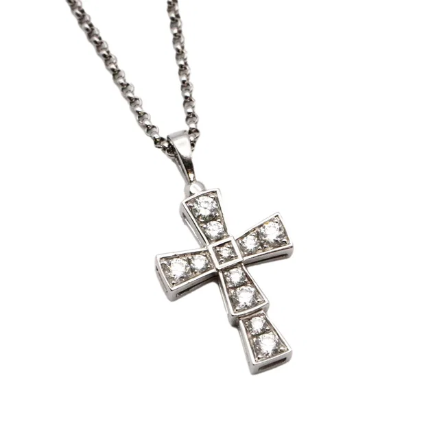 Bvlgari Serpenti Cross Au750 White Gold Diamond Necklace in White from LuxUness