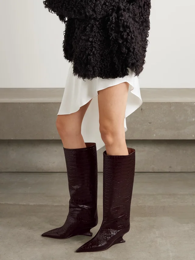 PARIS TEXAS Nina 50 croc-effect leather knee boots in Brown, photo 2 of 2 from NET-A-PORTER (Canada)