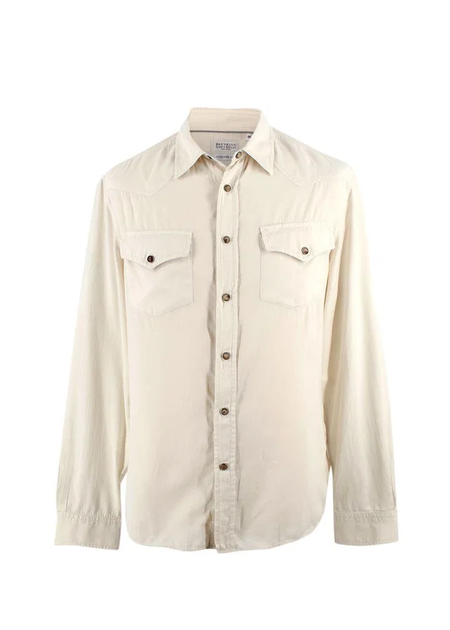 Brunello Cucinelli Cream Button-down Cotton Shirt in White from HEWI