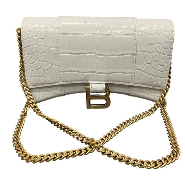 Balenciaga Hourglass Chain Wallet Shoulder Bag Leather in Leather from The Reluxe