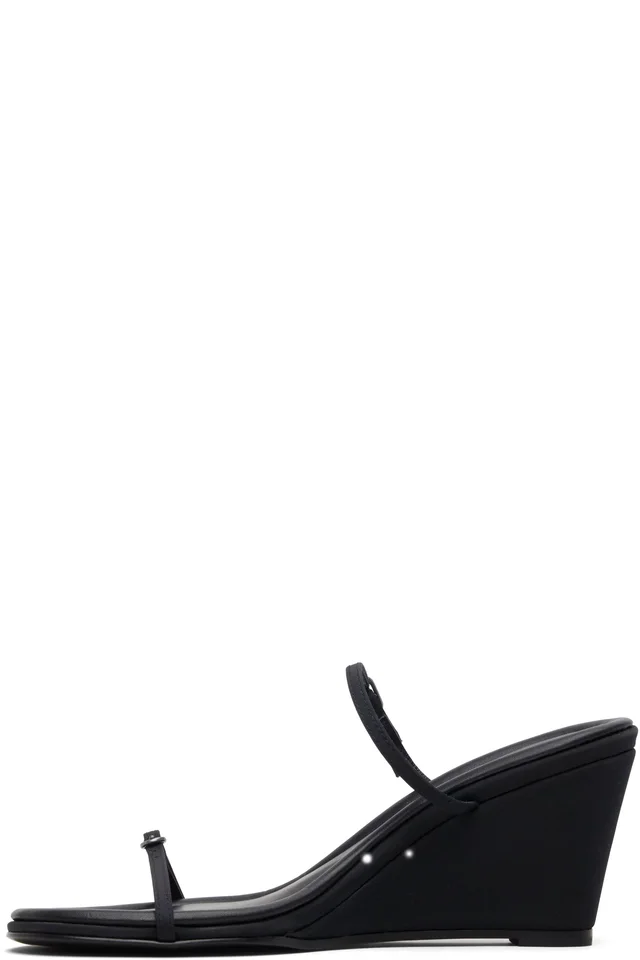 St. Agni Black Petit Belt Detail Wedge Heeled Sandals, photo 3 of 5 from SSENSE