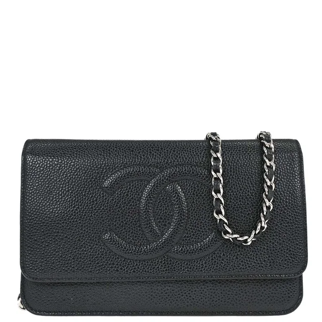 Chanel 2013-2014 Black Caviar Skin Timeless WOC Wallet on Chain Bag in Black Caviar leather from AMORE Vintage Tokyo