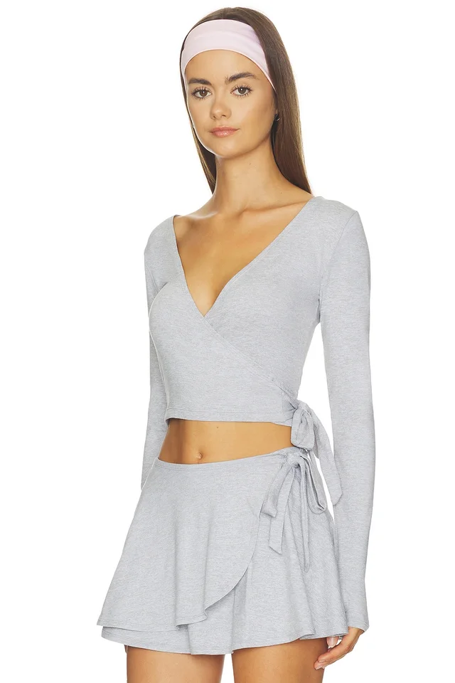 WellBeing + BeingWell Loungewell Light Turner Wrap in Grey Heather, photo 2 of 4 from REVOLVE (Canada)