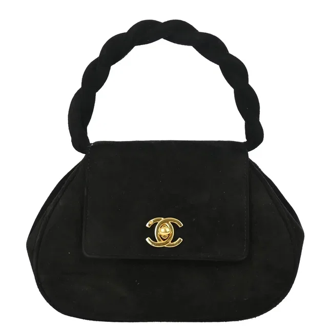 Chanel 1996-1997 Black Suede Handbag in Black Suede from AMORE Vintage Tokyo