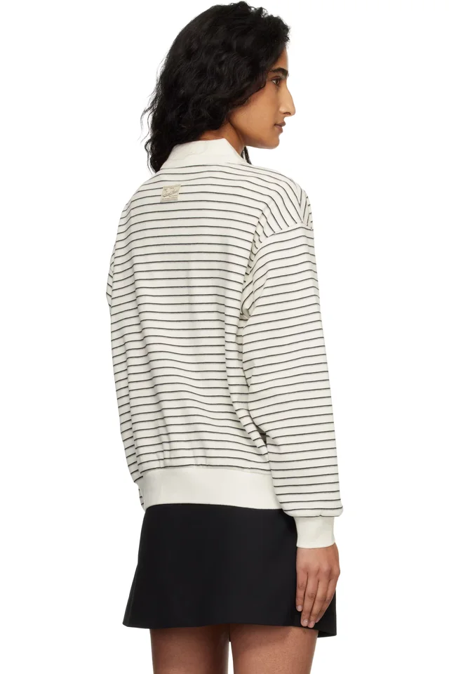 Dunst Off-White Striped Logo Collared Polo, photo 3 of 4 from SSENSE