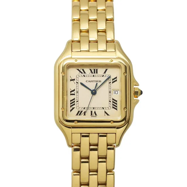 Cartier Panthere MM 83782747 750YG Quartz Date Cream Dial Boys Watch in White from Luxury Promise