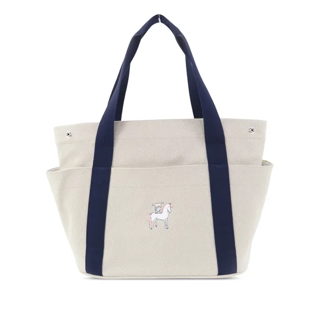 Blue Hermès Toile Cabriole Nappy Bag in Blue Canvas from Designer Revival