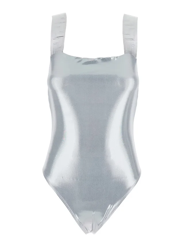 Versace One-Piece Swimsuit with Greca Detail on the Straps in Stretch Tech Fabric for Women in 87% Polyester 13% Elastane, photo 2 of 6 from Gaudenzi Boutique