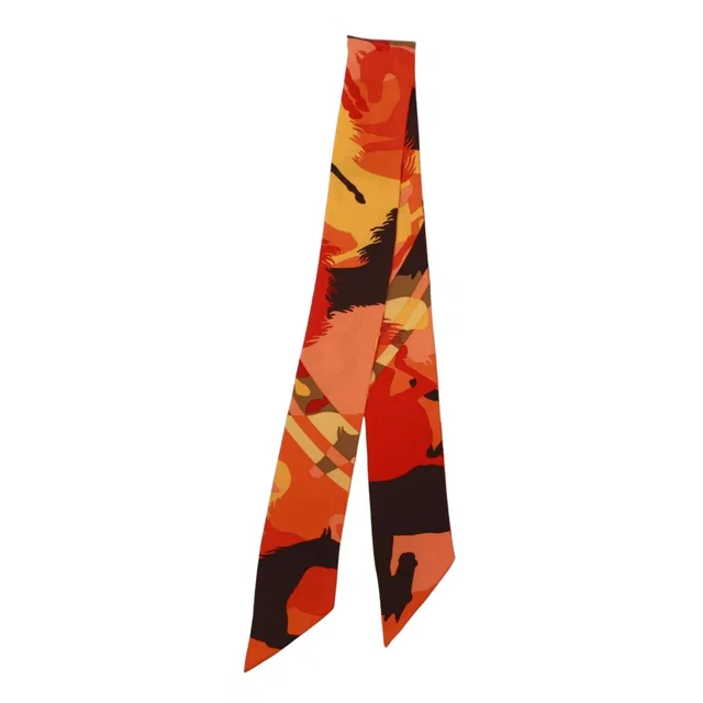 Hermès Twilly Silk Orange Red Scarf in Red Silk from The Reluxe