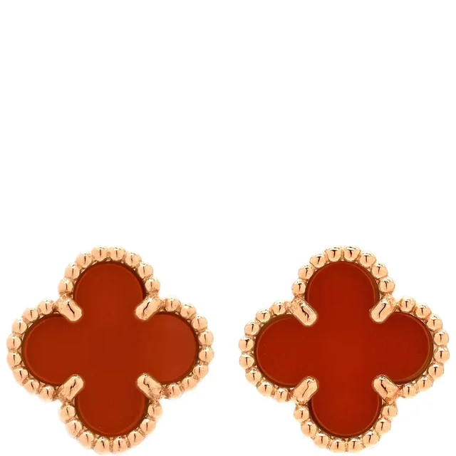 Van Cleef & Arpels Earrings Sweet Alhambra Red Rose Gold 18k 18 in Red from The Reluxe