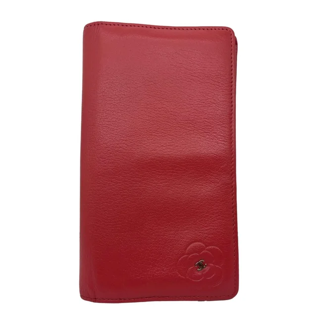 Chanel Camellia Leather Long Bifold Wallet Pink in Pink Leather from Dallas Designer Handbags