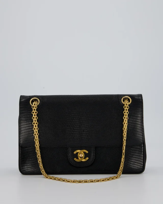 Chanel Vintage Medium Classic Flap Bag in Black Lizard from Sellier, photo 2 of 20