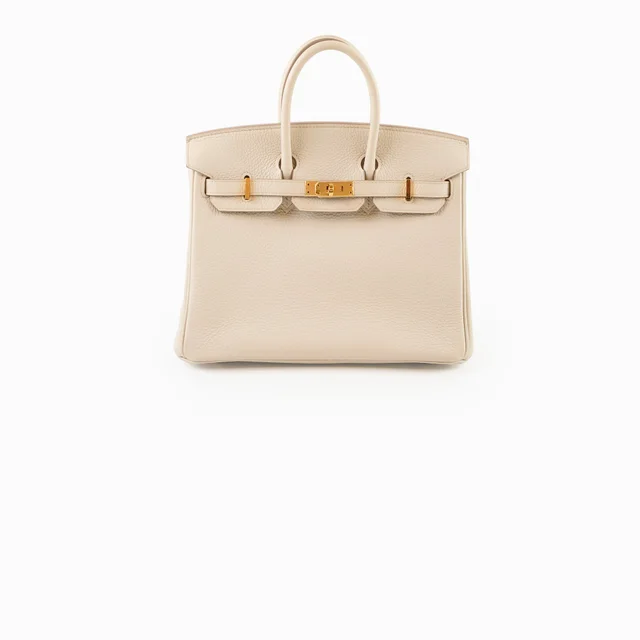 Hermès Birkin Togo 25 Beton - D stamp in Togo leather from The Purse Affair