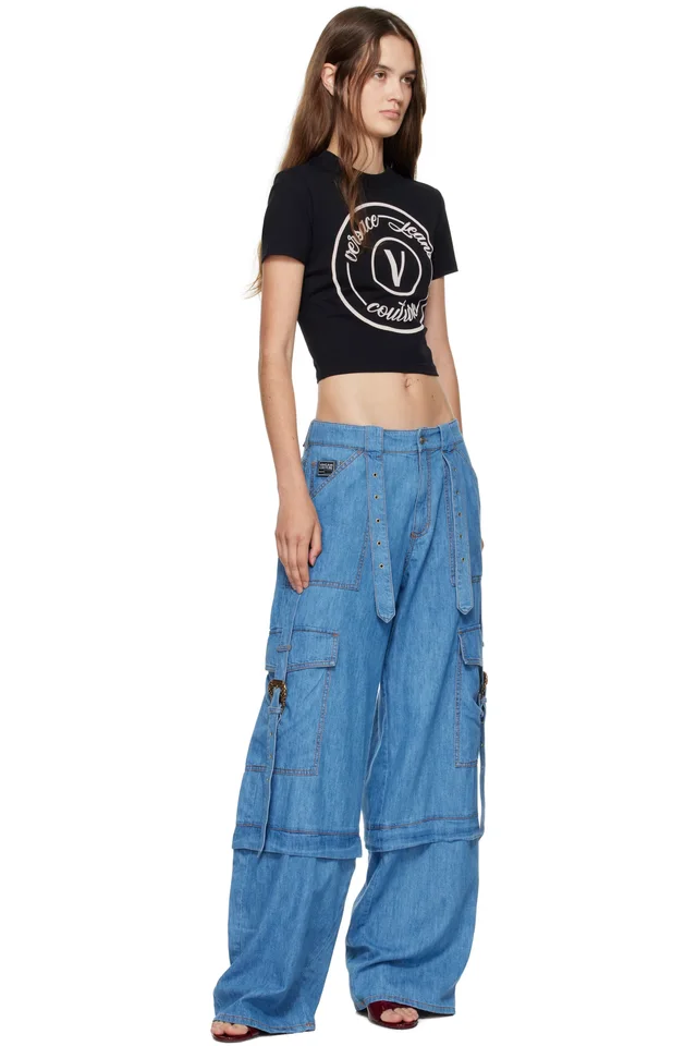 Versace Jeans Couture Black V-Emblem Slim-Fit T-shirt, photo 4 of 4 from SSENSE