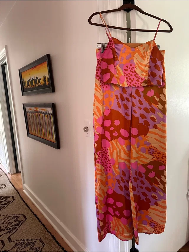 Christian Lacroix Vibrant Pink,Orange & Purple Printed Tank Top And Trouser Set in orange|pink from Poshmark