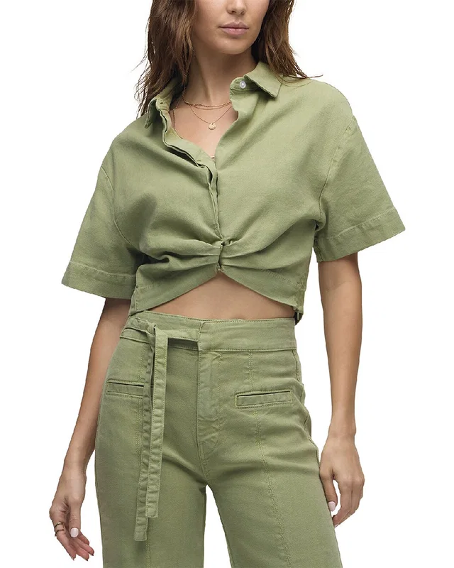 HUDSON Jeans Knotted Button Down Linen-Blend Shirt, image 1 of 1 from Rue La La