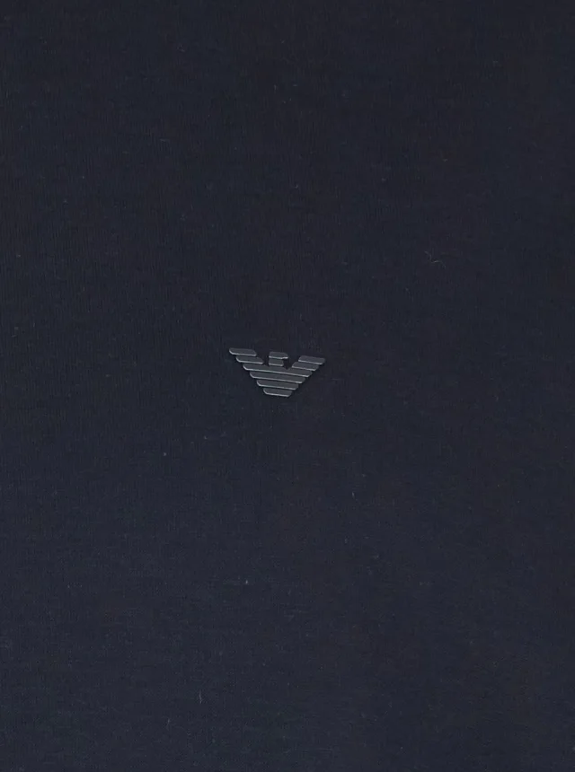 Emporio armani Blue Crew Neck T-Shirt with Logo Embroidery on the Front in Cotton Blend for Men in Blue 70% Lyocell 30% Cotton, photo 4 of 5 from Gaudenzi Boutique