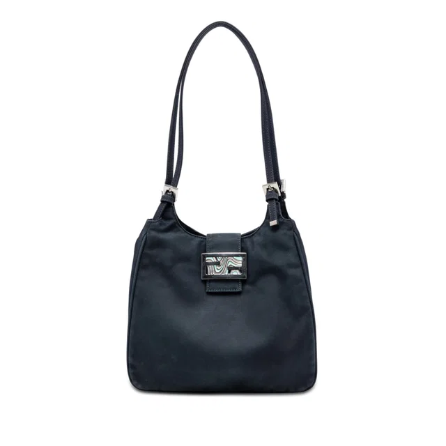 Blue Fendi Canvas FF Marble Shoulder Bag in Blue Canvas from Designer Revival