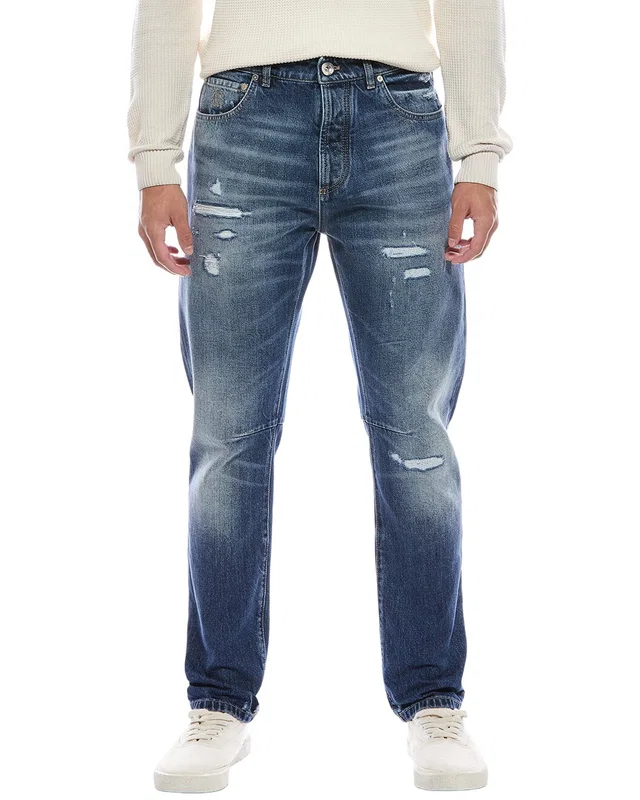 Brunello Cucinelli Medium Wash Leisure Fit Jean, image 1 of 1 from Gilt