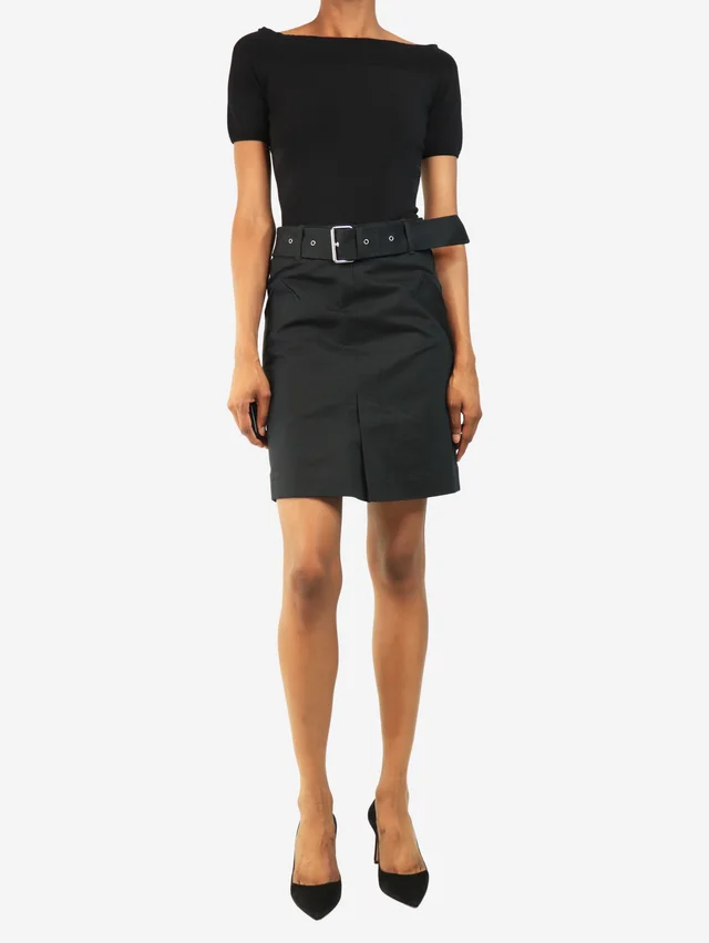 TOTEME Black belted mini skirt - size UK 4 in Black from Sign of the Times, photo 2 of 3