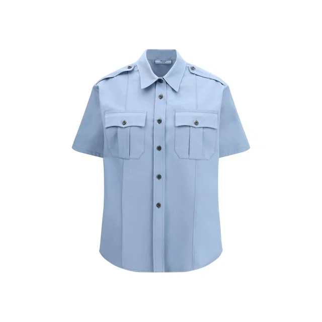 Prada Blue Cotton Shortsleeve Shirt in Blue from HEWI