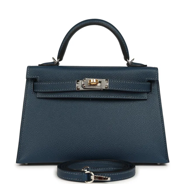 Hermès Kelly Sellier 20 Bleu de Prusse Epsom Electrum Hardware in Blue Epsom leather from Madison Avenue Couture