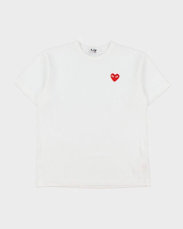 Comme des Garçons PLAY Heavyweight Single Stitch Peeping Heart Patch Crewneck T-Shirt - L from Rokit Vintage