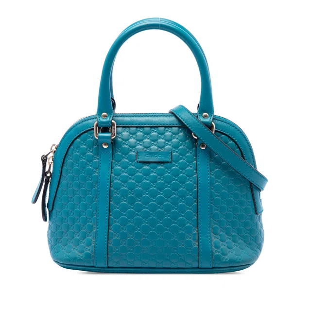 Blue Gucci Mini Microguccissima Dome Satchel in Blue Leather from Designer Revival