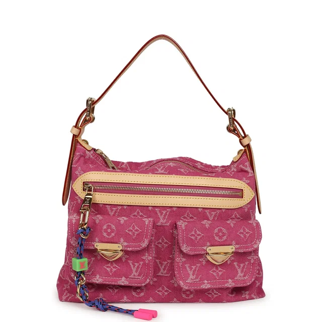 Louis Vuitton Baggy NM Fuchsia Denim Monogram Gold Hardware in Pink Denim from Madison Avenue Couture