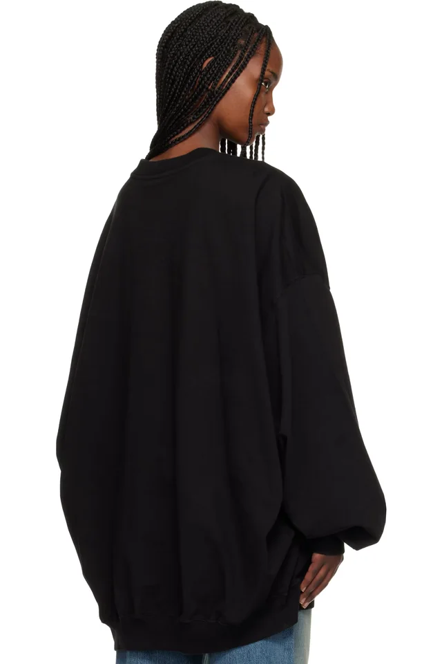 Rick Owens DRKSHDW Black Temple Hun Crewneck Sweatshirt, photo 3 of 4 from SSENSE