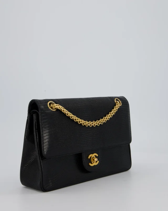 Chanel Vintage Medium Classic Flap Bag in Black Lizard from Sellier, photo 4 of 20