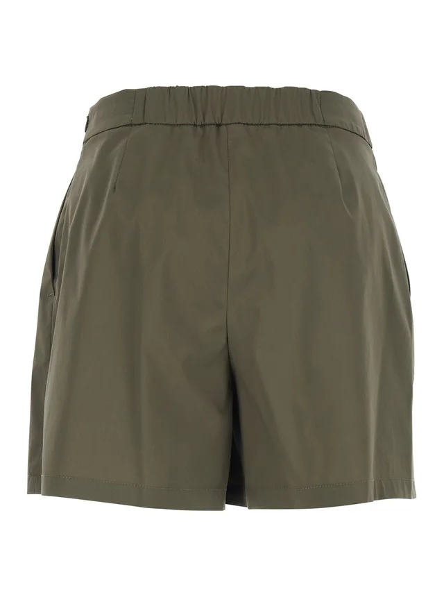 LEPLAIN Green Women's Shorts with Semi-Elasticated Waist and Side Closure in Cotton Blend in Green 66% Cotton 30% Nylon 4% Elastane, photo 4 of 6 from Gaudenzi Boutique
