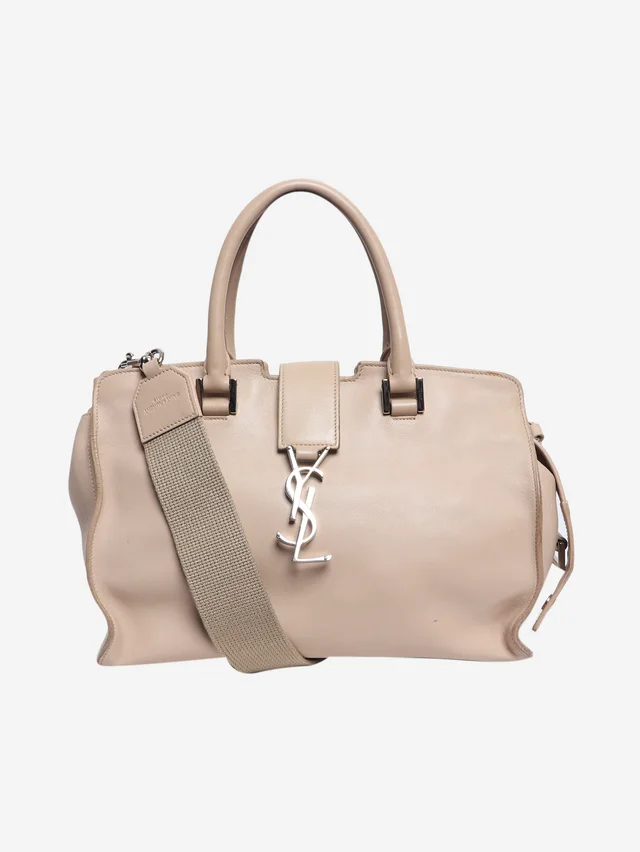 Saint Laurent Neutral Monogram Cabas 2way bag in Leather from Sign of the Times