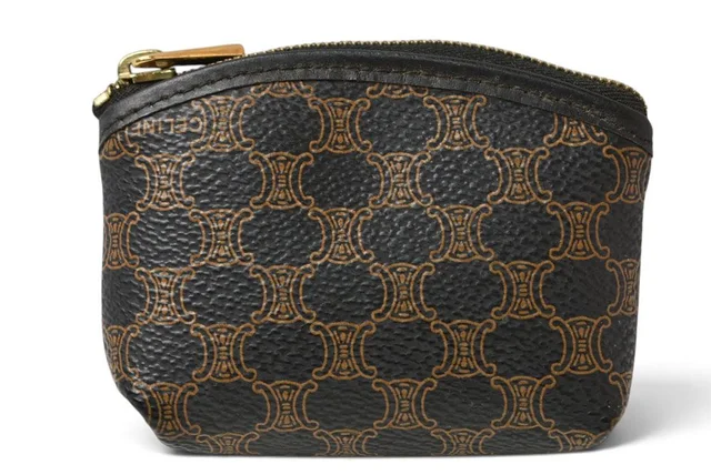 Celine Coin Purse Vintage Macadam Mini Pouch Black Brown in Black from The Reluxe
