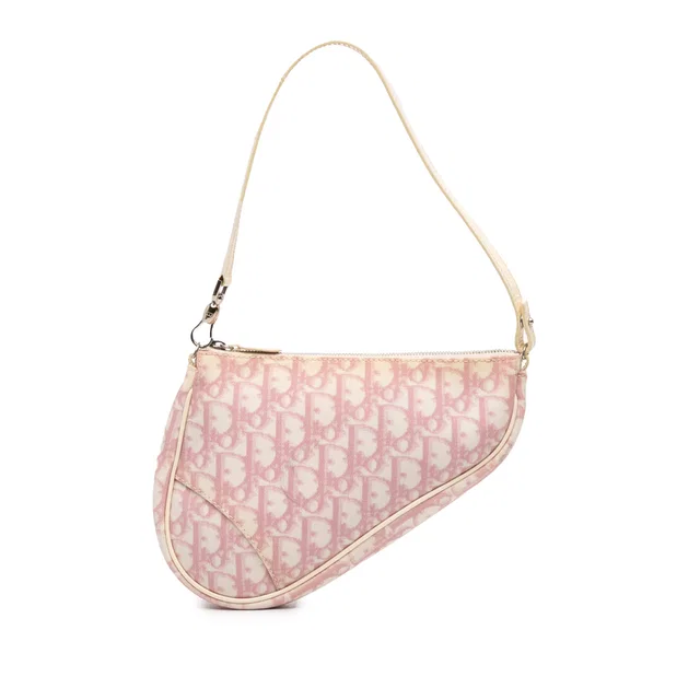 Pink Dior Mini Diorissimo Coated Canvas Saddle Pochette Shoulder Bag in Pink Coated canvas from Designer Revival