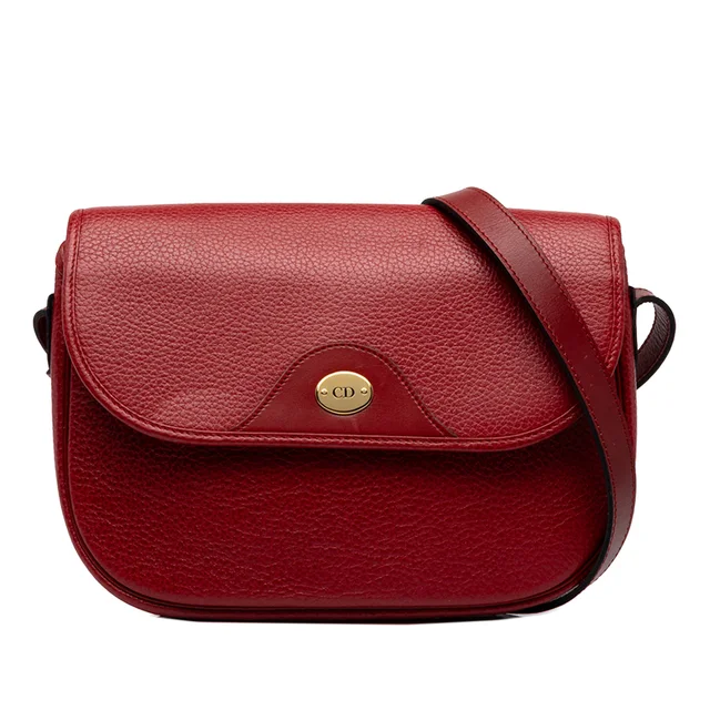 Red Dior Leather Shoulder Bag in Red Leather from Designer Revival
