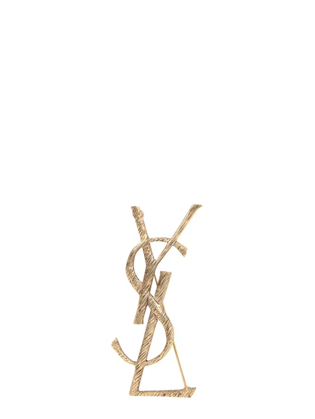 Saint Laurent Monogram Gold Brooch — Brooches & Pins in Gold from HEWI