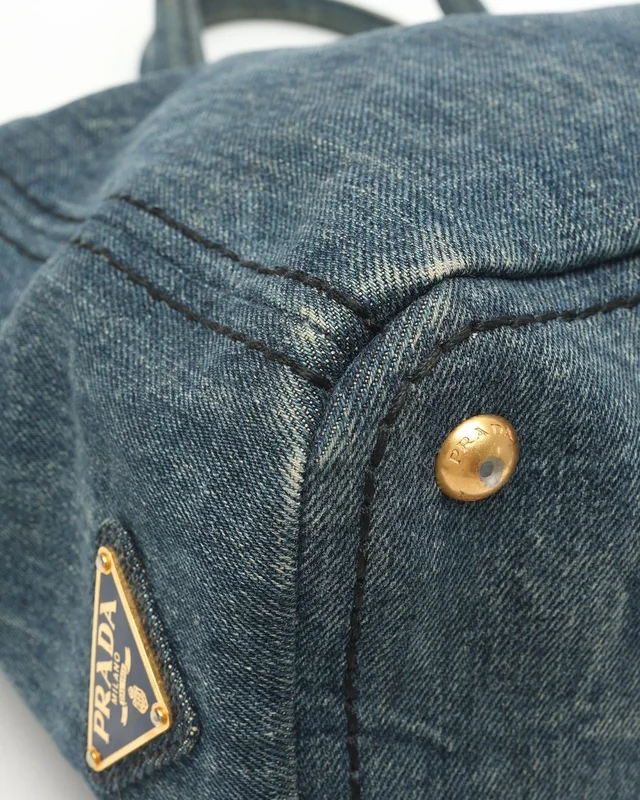 Prada Denim Canapa Tote Bag in Denim from A Retro Tale, photo 6 of 7