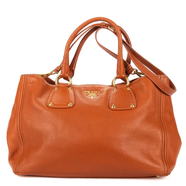 Prada Open Shopping Tote Bag Orange Vitello Daino in Orange from The Reluxe
