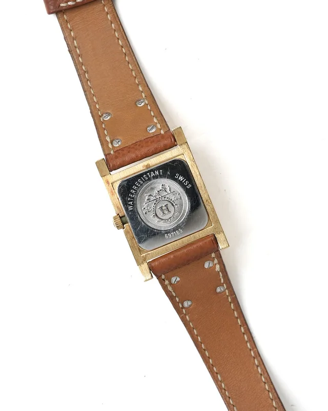 Hermès Medor 23mm Gold-Plated Watch in Gold Leather from A Retro Tale, photo 4 of 8