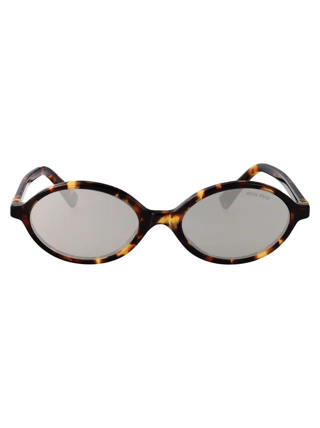 Miu Miu 0mu Oval Tortoiseshell Acetate Sunglasses — Havana Honey from HEWI