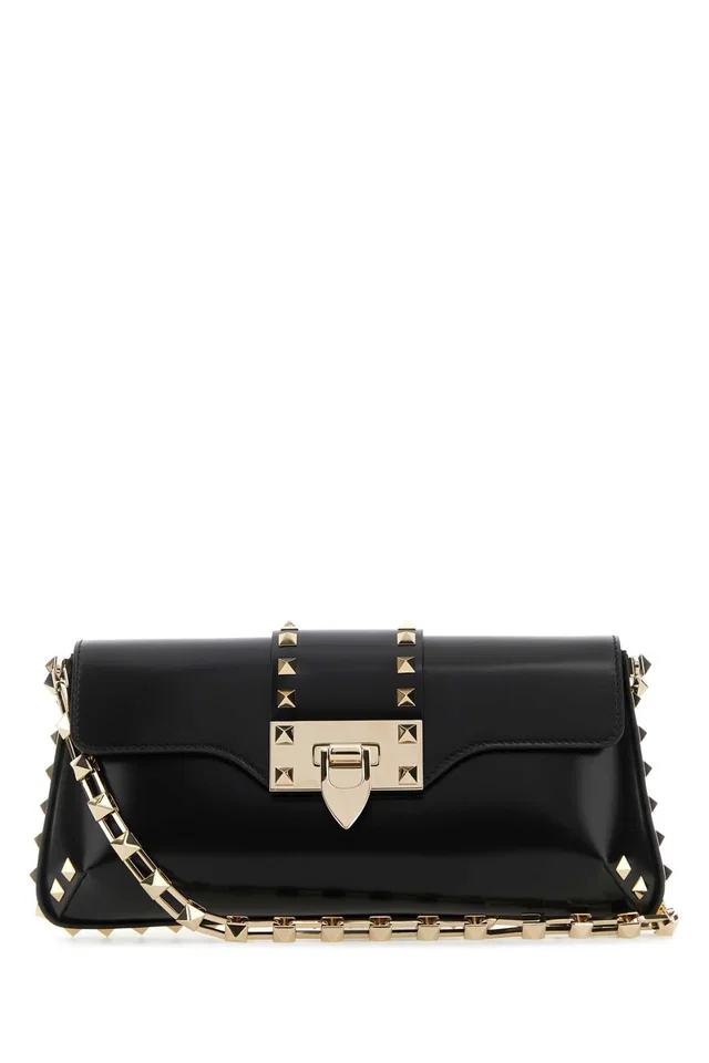 Valentino Garavani Rockstud Shoulder Bag — Black in Black Leather from HEWI