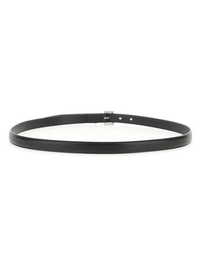 Saint Laurent Cassandre Belt — Black Leather in Black Leather from HEWI