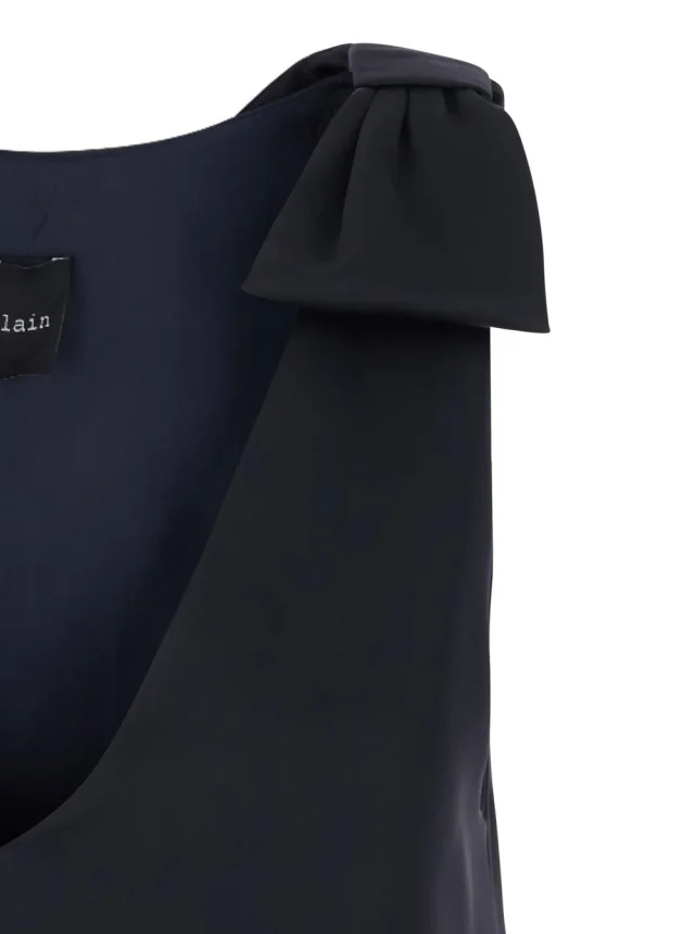 Leplain Long Dark Blue Dress with V-Neck and Side Slits in Women's Fabric in Blue 100% Polyester, photo 5 of 6 from Gaudenzi Boutique