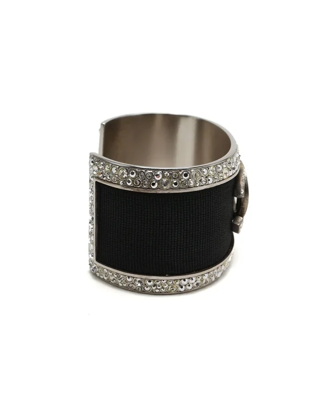 Chanel Strass and Fabric CC Cuff Bracelet from A Retro Tale, photo 4 of 6