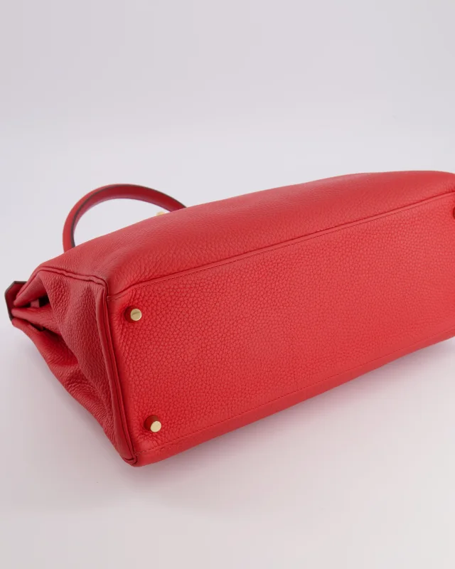 Hermès Kelly 35 Retourne Bag in Red Clemence leather from Sellier, photo 20 of 21