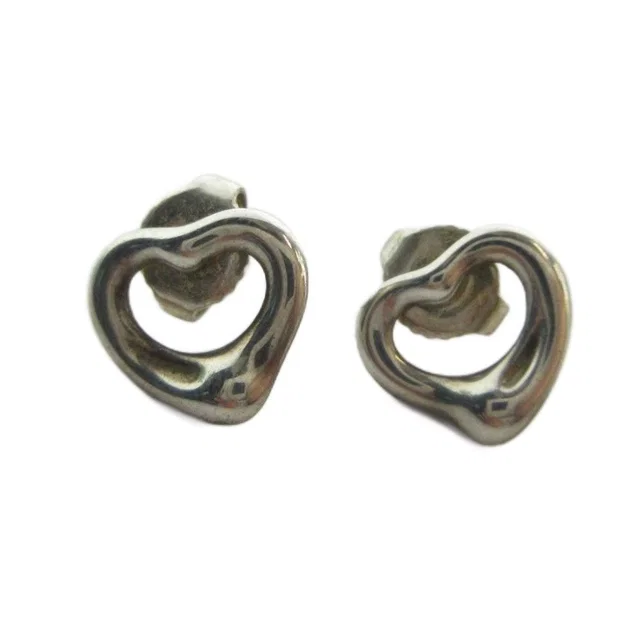 Tiffany & Co. Open Heart Earrings Logo Back from The Reluxe