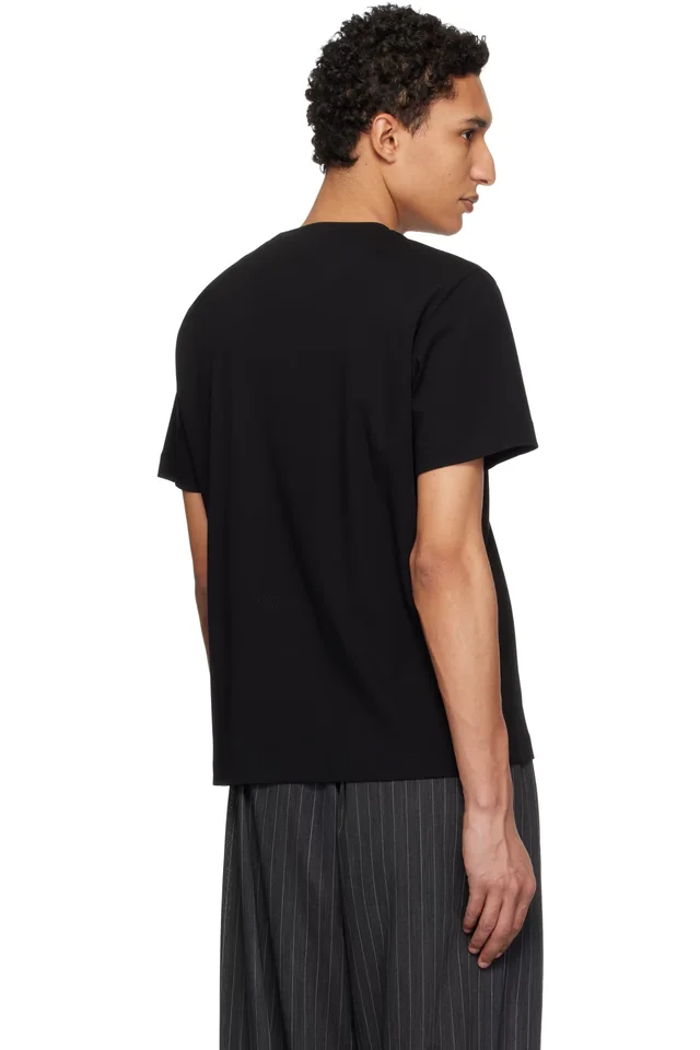 WOOYOUNGMI Black Front Logo Slim Fit T-Shirt, photo 3 of 4 from SSENSE