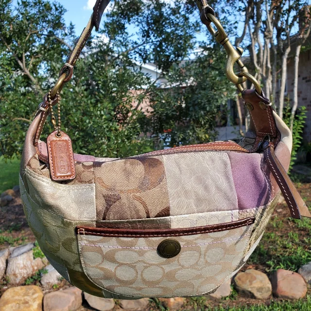 Coach Vintage Patchwork Indigo Hobo Shoulder Bag in neutral|brown|purple Leather from Poshmark